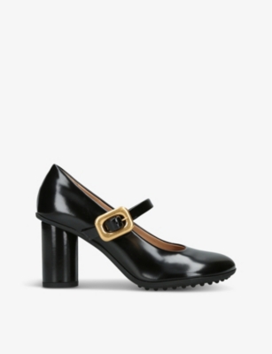 Shop Bottega Veneta Women's Black Atomic Block-heel Leather Mary Jane Shoes
