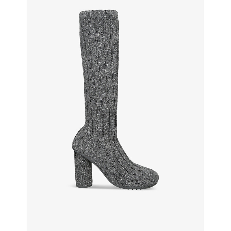 Bottega Veneta Womens Grey Atomic Knitted Knee-high Boots