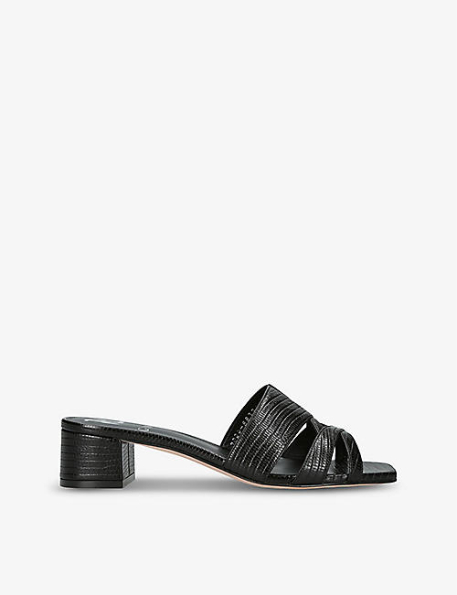 GINA: Gina square-toe embossed-leather sandals