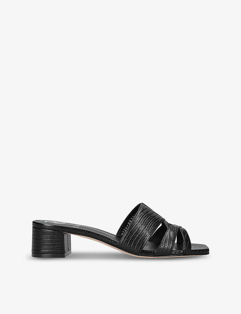 Gina Womens Black Square-toe Embossed-leather Sandals
