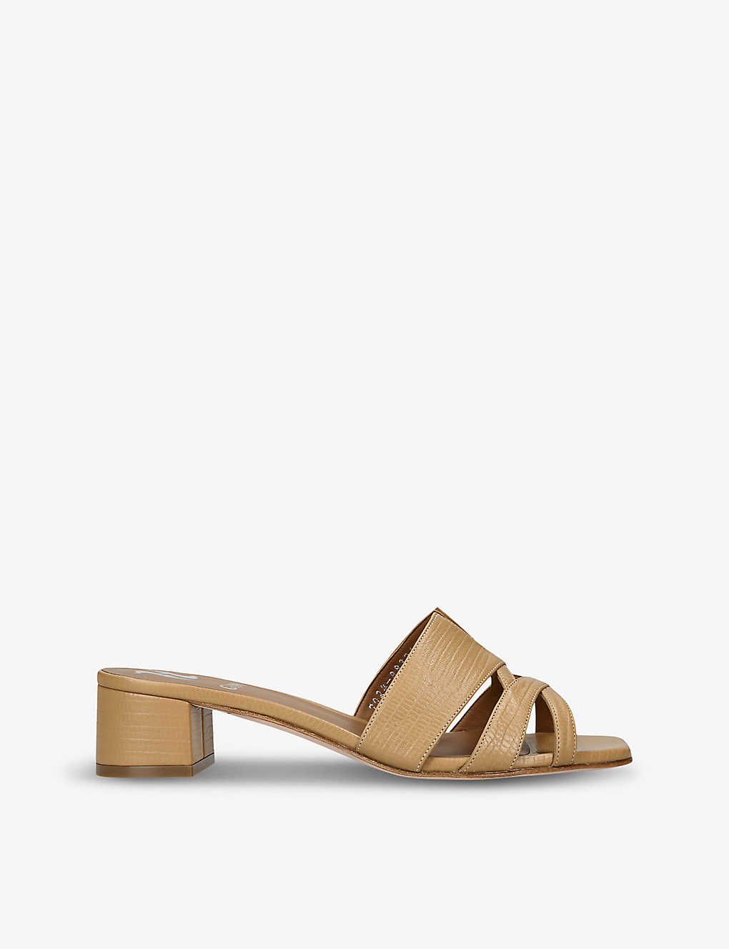 Gina Womens Beige Square-toe Embossed-leather Sandals