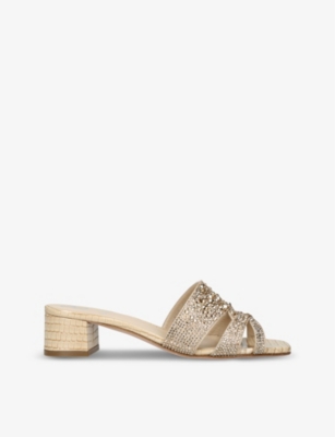 GINA Olympia crystal embellished leather sandals Selfridges