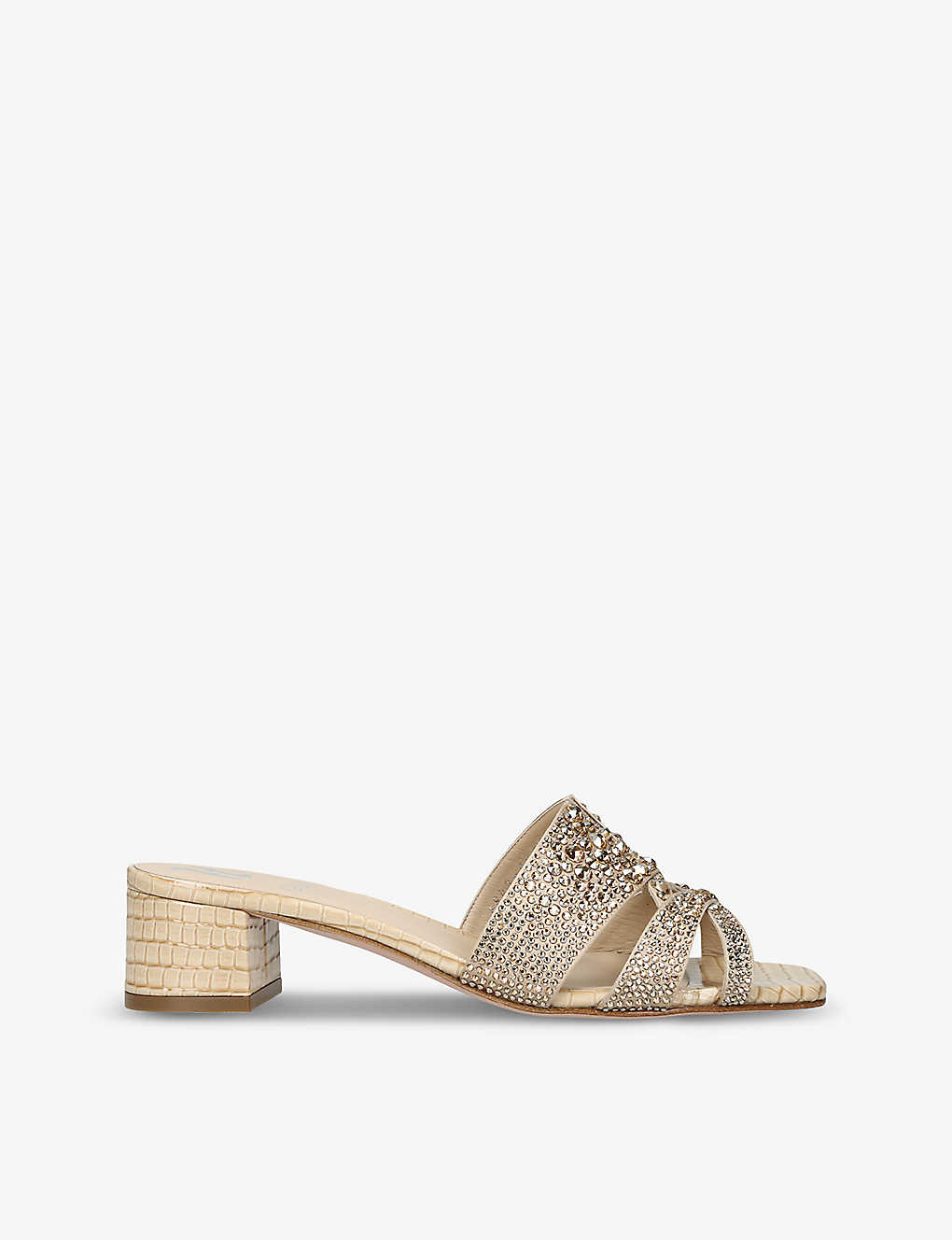 Gina Womens Gold Olympia Crystal-embellished Leather Sandals