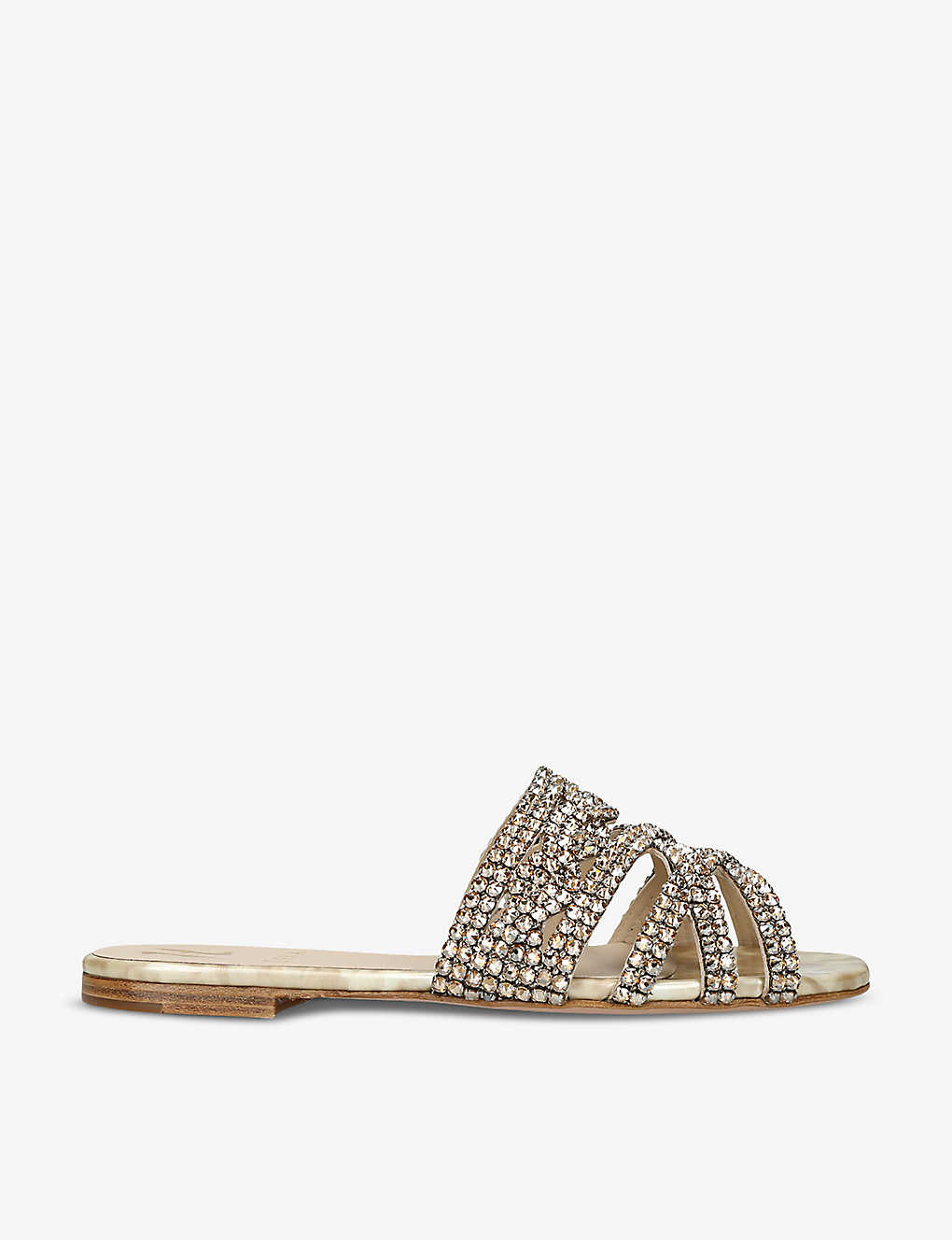 Gina Womens Gold Stirling Crystal-embellished Leather Sandals