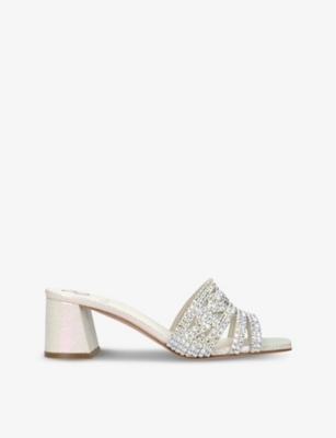 Gina Womens Silver Utah Crystal-embellished Leather Sandals