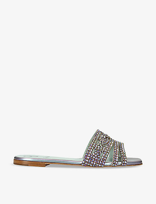 GINA: Dakota crystal-embellished leather sandals