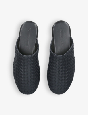 Bottega Veneta Black Sunday Slippers In Grey/dark