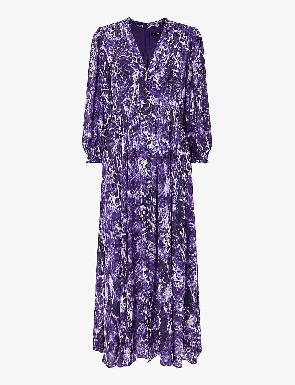 Whistles Womens Multi-coloured Glossy Leopard-print Long-sleeve Woven Midi Dress In Purple/white