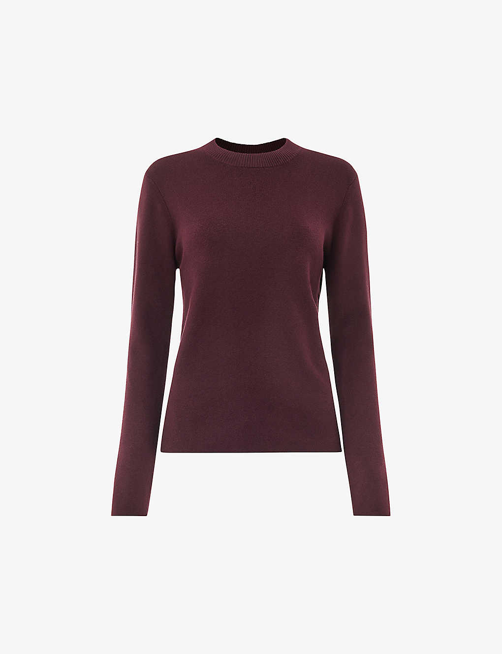 Whistles Keyhole-back Crew-neck Stretch-knit Top In Plum/claret