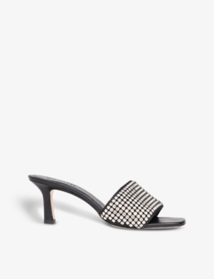 WHISTLES: Adella crystal-embellished leather heeled sandals