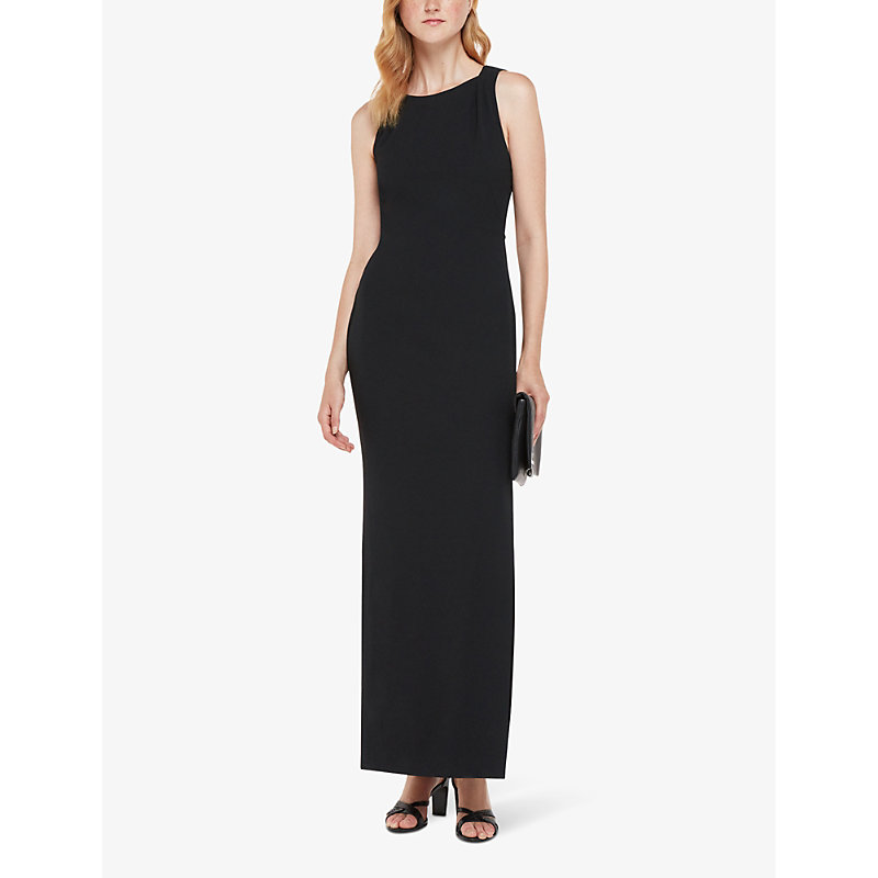Shop Whistles Tie-back High-neck Stretch-jersey Maxi Dress In Black