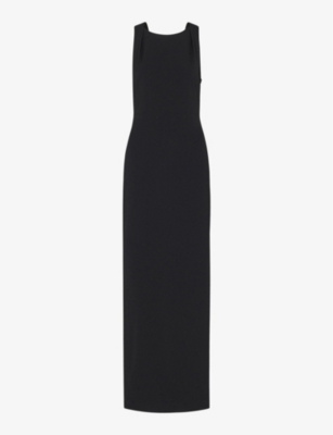 Whistles Womens Black Tie-back High-neck Stretch-jersey Maxi Dress