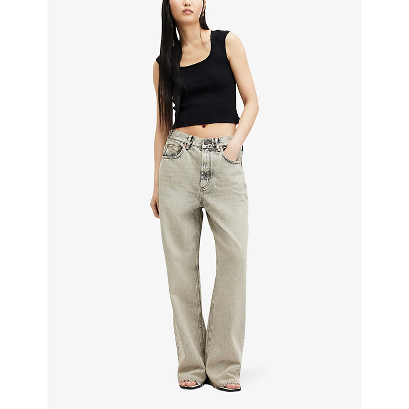 Shop Allsaints Blake Relaxed-fit Low-rise Denim Jeans In Sand Grey