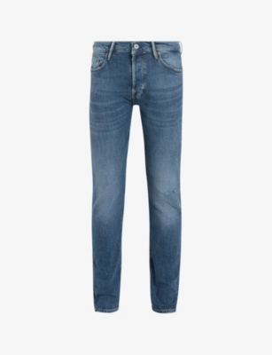 Shop Allsaints Rex Straight-leg Slim-fit Stretch-denim Jeans In Dirty Indigo