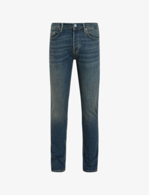 Shop Allsaints Men's Tinted Indigo Rex Straight-leg Slim-fit Stretch-denim Jeans
