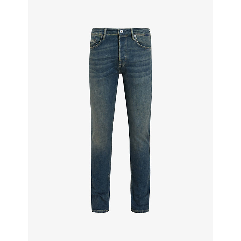 Shop Allsaints Rex Straight-leg Slim-fit Stretch-denim Jeans In Tinted Indigo