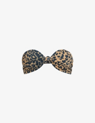 ALLSAINTS: Emma leopard-print bandeau stretch-woven bikini top