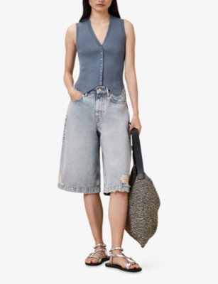 ALLSAINTS: Cruz V-neck ribbed knitted waistcoat