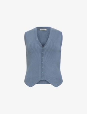 ALLSAINTS: Cruz V-neck ribbed knitted waistcoat