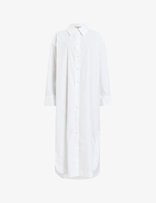 ALLSAINTS: Imogen relaxed-fit long-sleeve organic-cotton maxi shirt dress