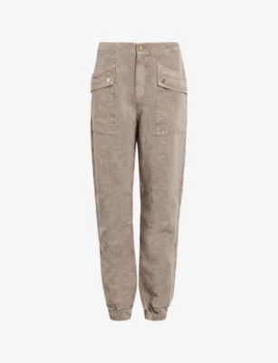 ALLSAINTS: Val patch-pocket tapered-leg linen-blend trousers