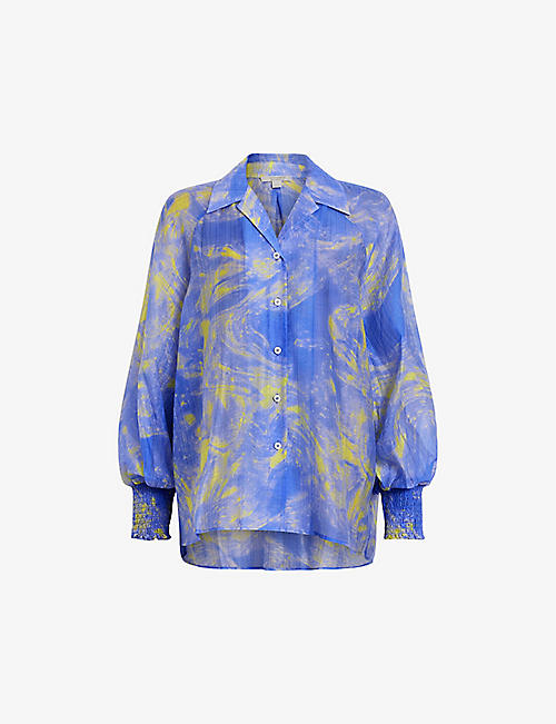 ALLSAINTS: Isla graphic-print relaxed-fit woven shirt