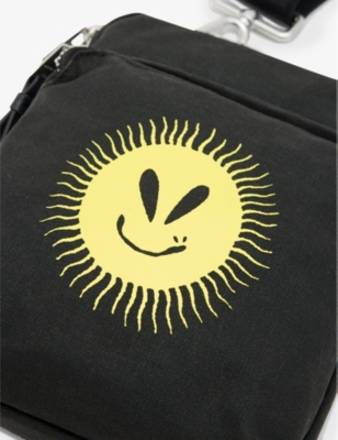 Shop Allsaints Men's Black Falcon Sun-print Recycled-polyester Pouch Bag