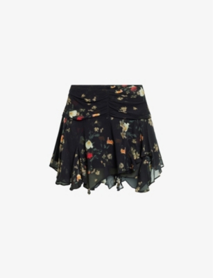 ALLSAINTS: Erica Kora floral-print high-rise woven mini skirt