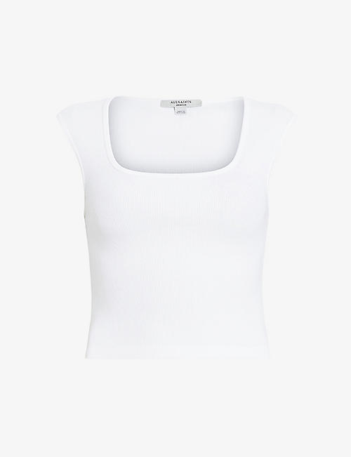 ALLSAINTS: Tamie square-neck ribbed stretch-woven tank