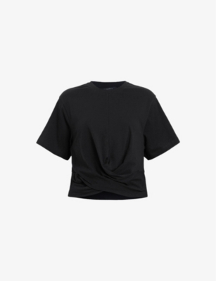 ALLSAINTS: Mallinson cross-over cropped cotton T-shirt