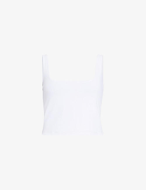 ALLSAINTS: Anie square-neck cropped stretch-woven cami