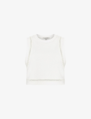 ALLSAINTS: Ewelina Lila ladder-trim cropped knitted top