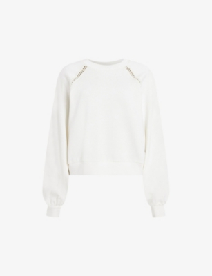 ALLSAINTS: Ewelina ladder-trim relaxed-fit organic-cotton sweatshirt