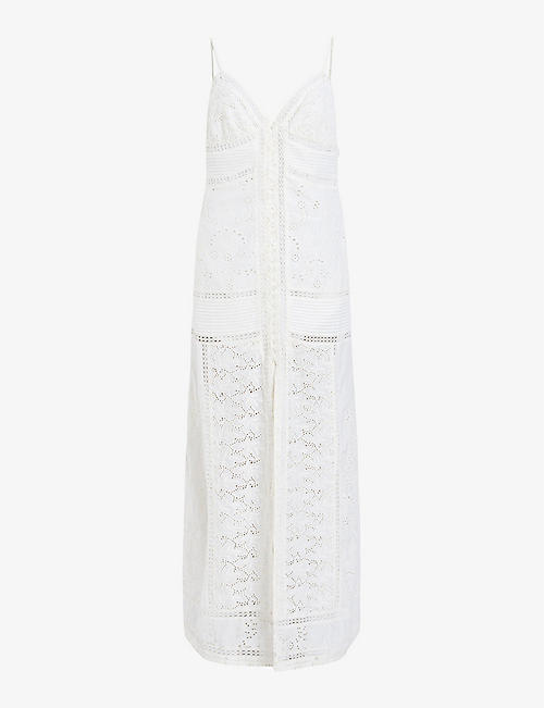 ALLSAINTS: Dhalia embroidered organic-cotton and modal midi dress