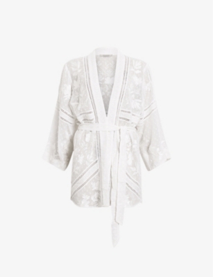 ALLSAINTS: Carina relaxed-fit embroidered cotton kimono