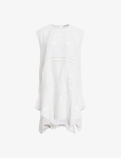 ALLSAINTS: Audrina floral-embroidered sleeveless woven mini dress