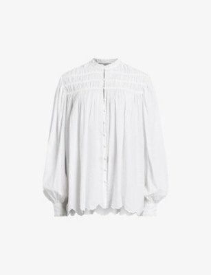 ALLSAINTS: Etti scalloped-hem relaxed-fit organic-cotton shirt