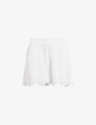 ALLSAINTS: Etti scalloped-hem high-rise organic-cotton shorts