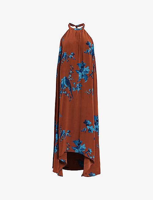 ALLSAINTS: Mysti Iona floral-print sleeveless woven midi dress