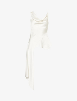 Simkhai Ronnie Asymmetric Satin Top In Ivory