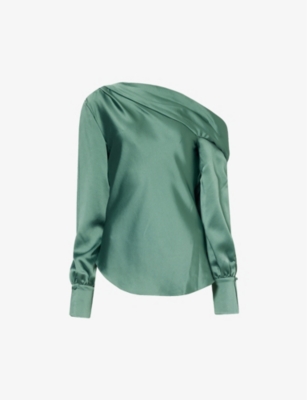 Simkhai Womens Park Slope Alice Asymmetric-neck Satin Top In Park Slope