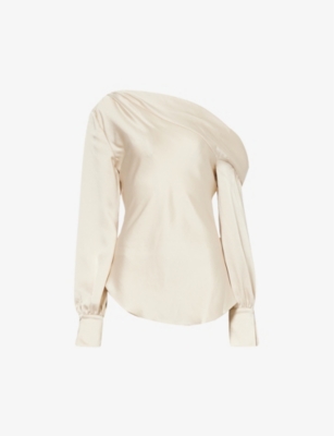 Simkhai Smikhai Alice Draped One Shoulder Top In Champagne