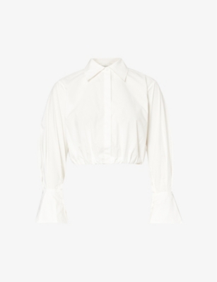 Simkhai Womens Blythe Cropped Woven Shirt White Xs In White