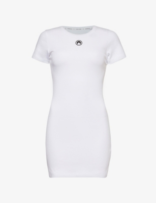 MARINE SERRE: Moon-embroidered slim-fit cotton-jersey mini dress