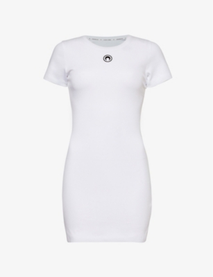 Marine Serre Organic Cotton Rib T-shirt Dress In White