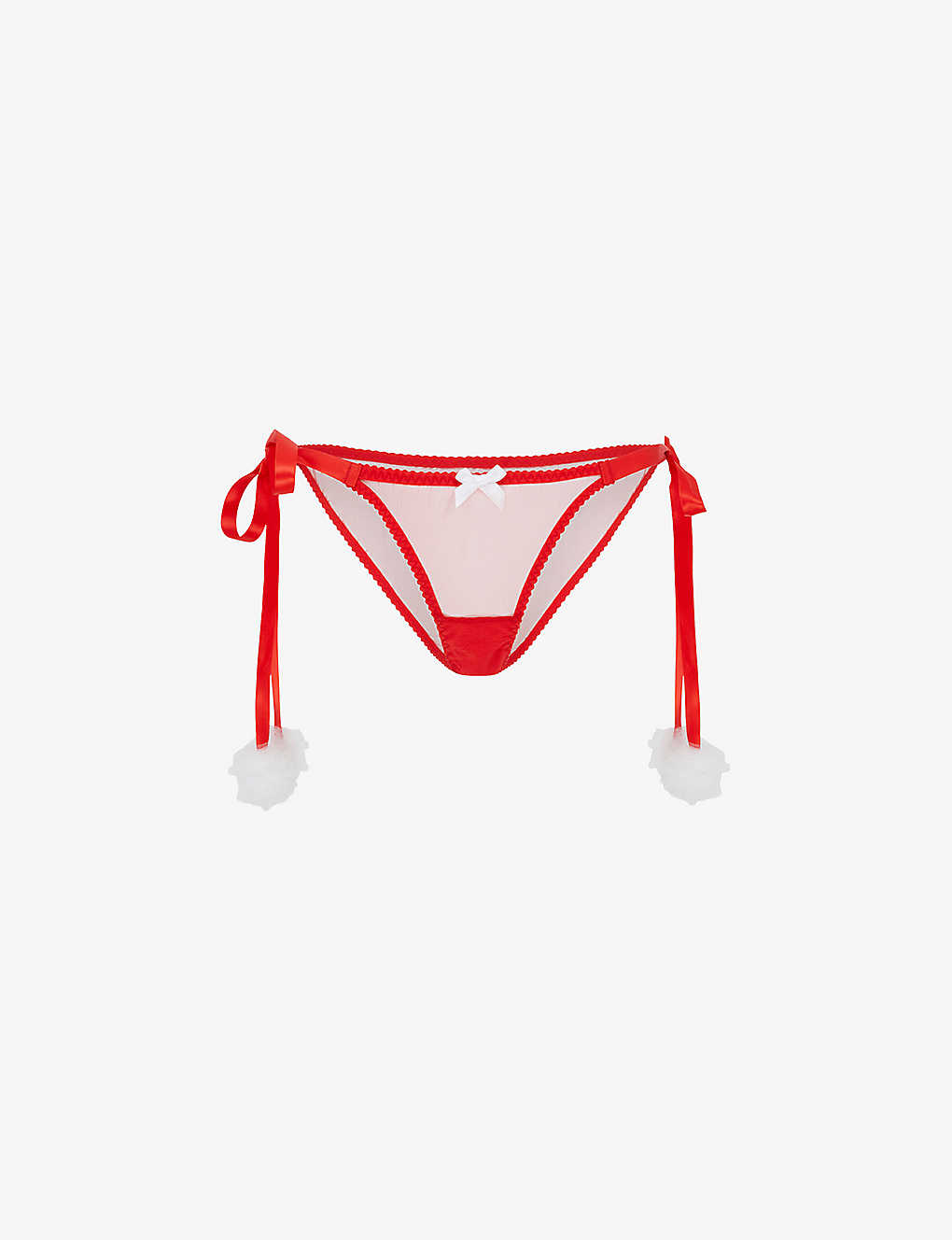 Agent Provocateur Santa Baby Pompom Tulle Briefs In Red