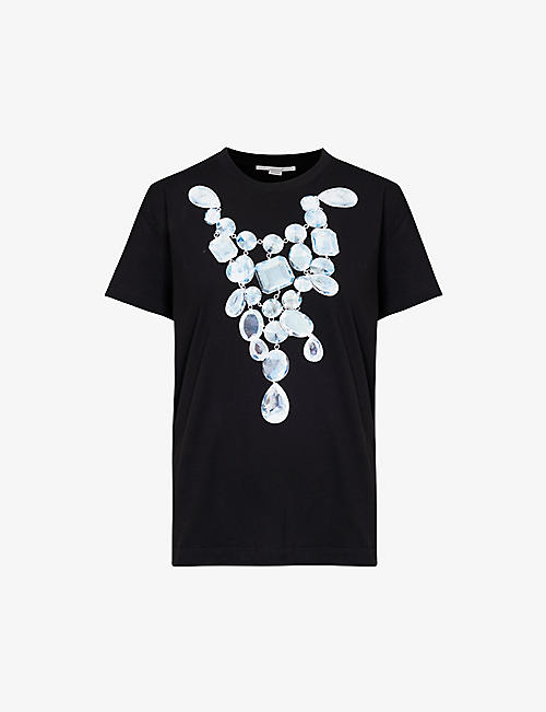 STELLA MCCARTNEY: Crystal-print relaxed-fit cotton-jersey T-shirt