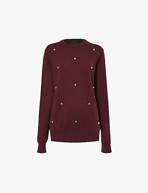 STELLA MCCARTNEY: Rhinestone-embellished relaxed-fit cashmere and wool-blend jumper