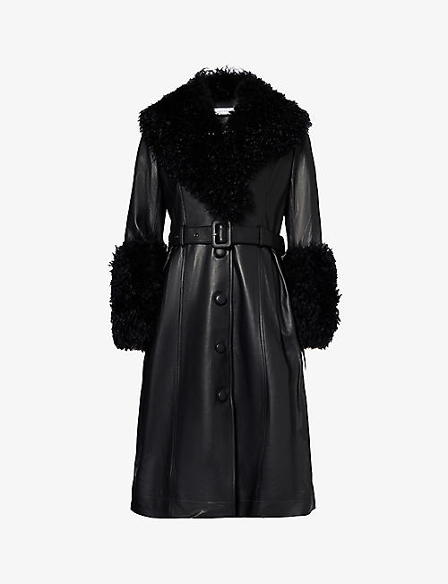 SAKS POTTS: Foxy shearling-trim leather coat