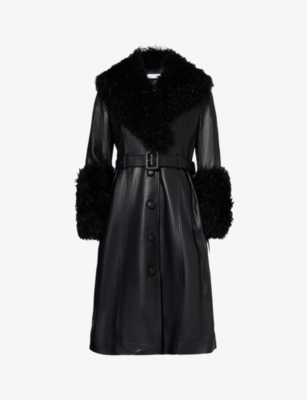 SAKS POTTS Foxy shearling-trim leather coat